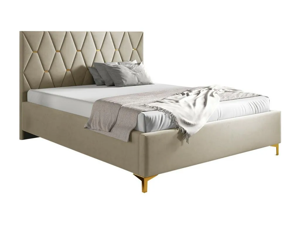 Cama Cosinor 192, doble, de color marrón claro, 180x200, tapiz, somieres, 198x222x122cm qcx1701913