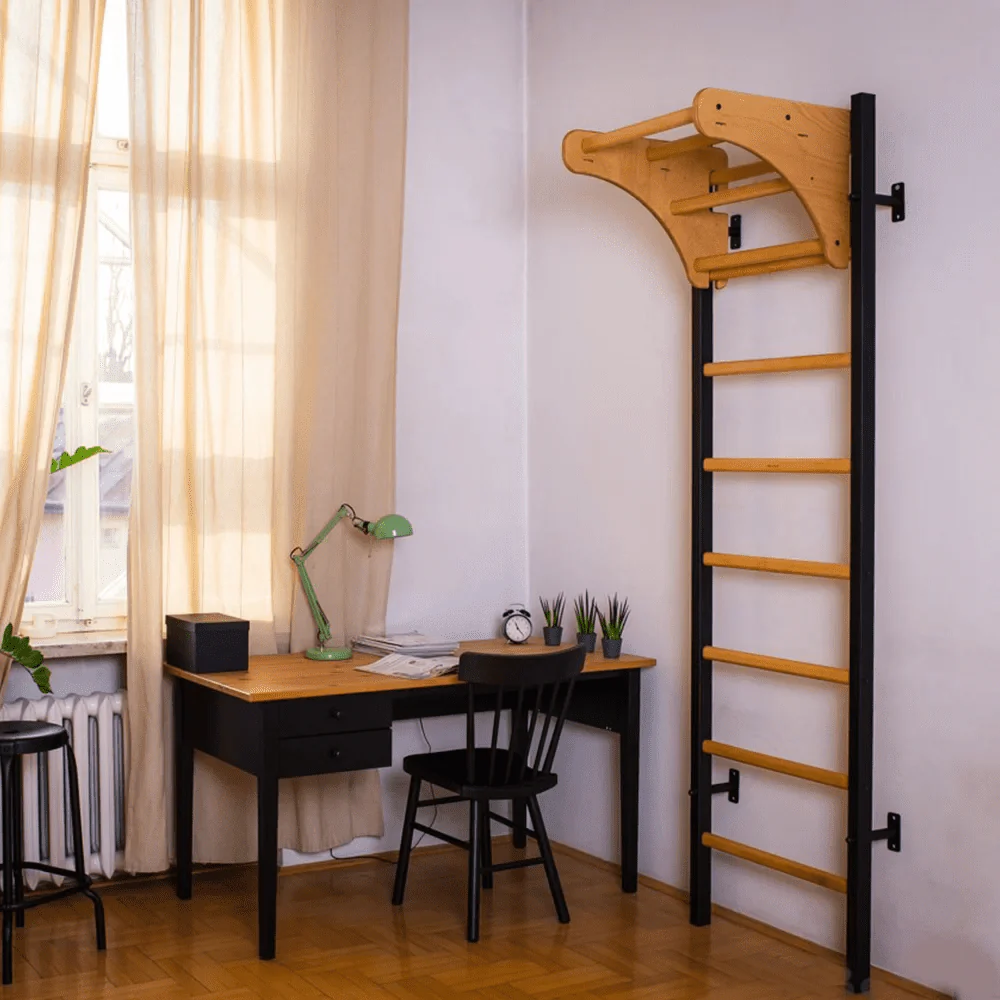BenchK 211 Black Wall bars with adjustable beech wood pull-up bar - Image 3