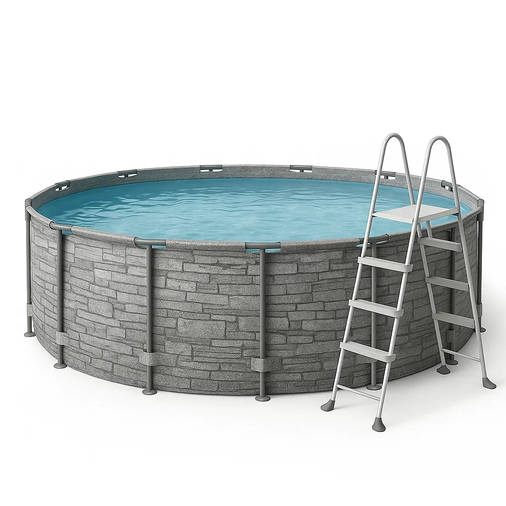 Piscina tubular redonda desmontable 448x105 cm Color Gris con filtro y escalera pkDqrWf290Cs