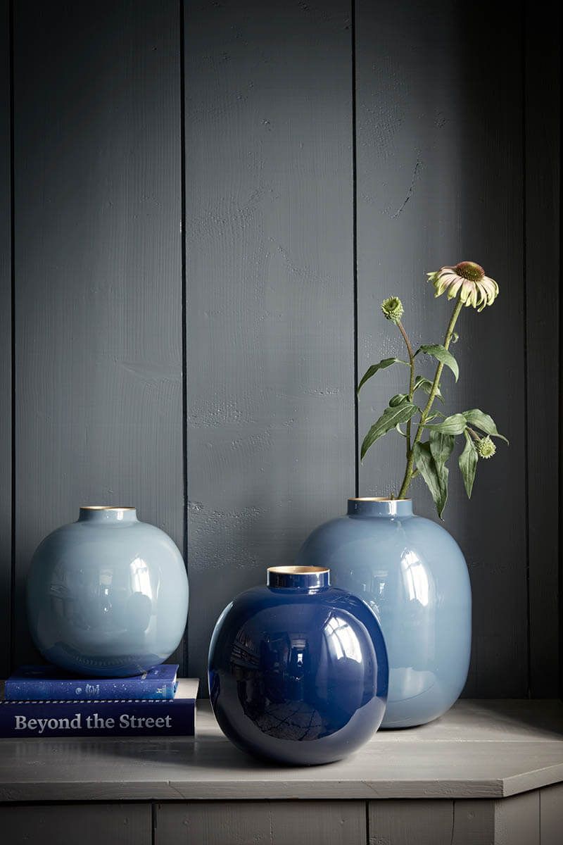 Metal Vase Light Blue 23cm