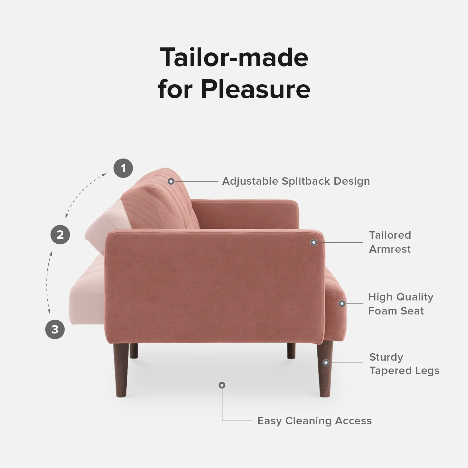 Mopio Aaron Futon Sofa Bed Old Rosa - Image 6