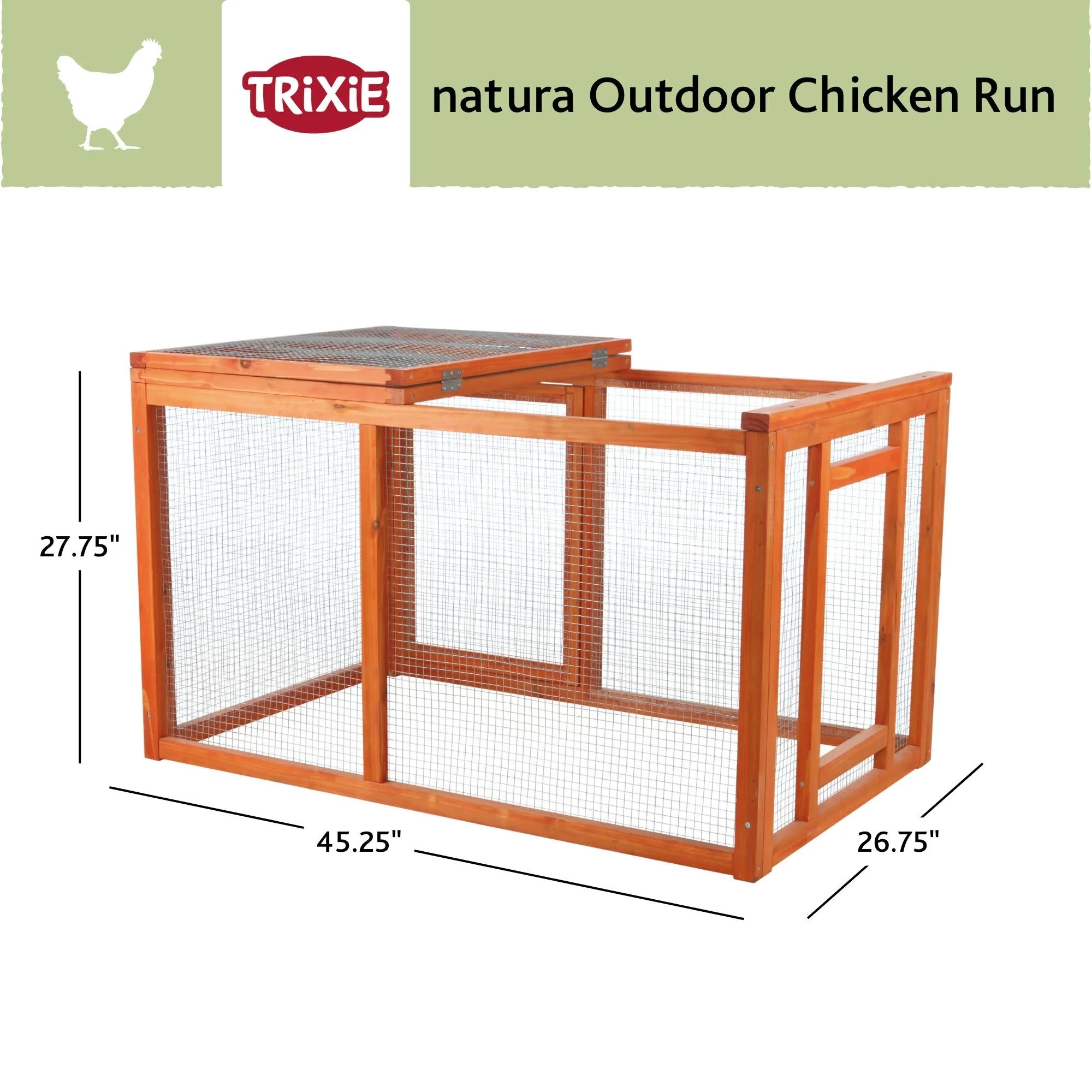 TRIXIE Weatherproof Outdoor Wooden Chicken Coop with 2 Nesting Boxes & Run, Brown - Image 11