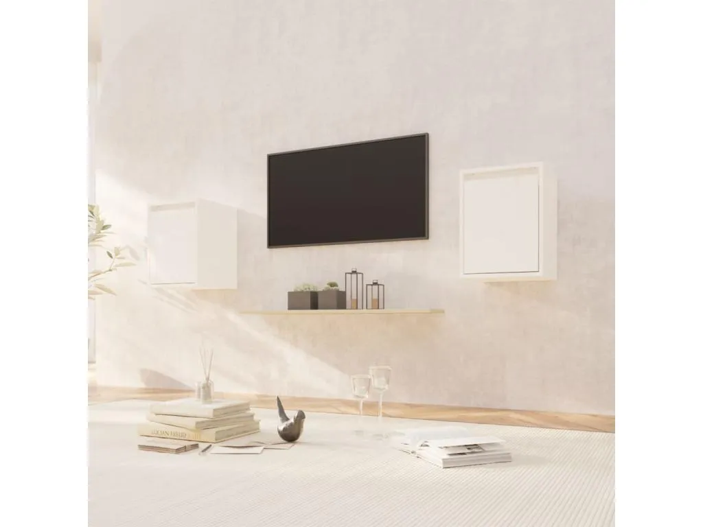 Armario de pared 2 uds Boverdeco maciza de Boverdeco blanco 30x30x40 cm