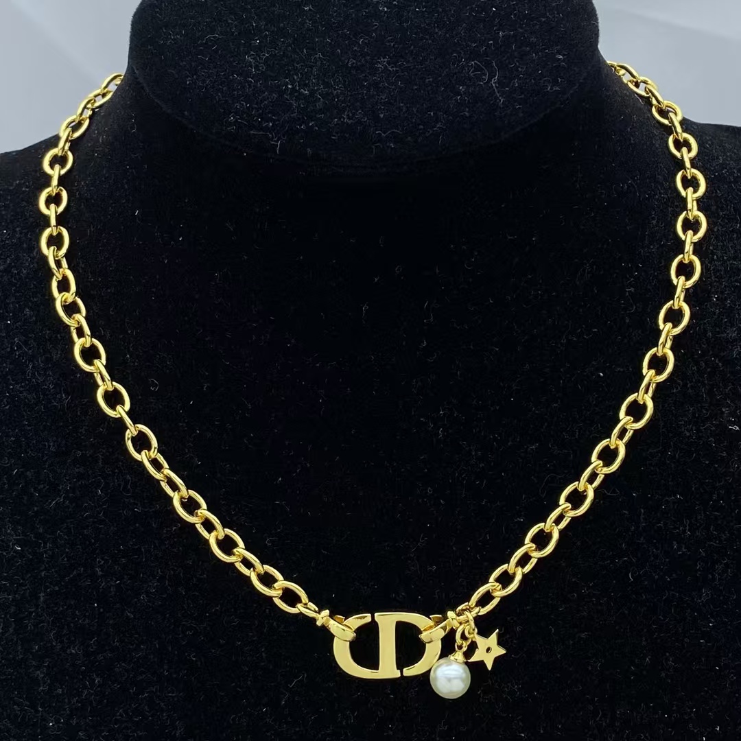 Dior CD Pendant with Star Pearl Charm Necklace - Original Replica Club