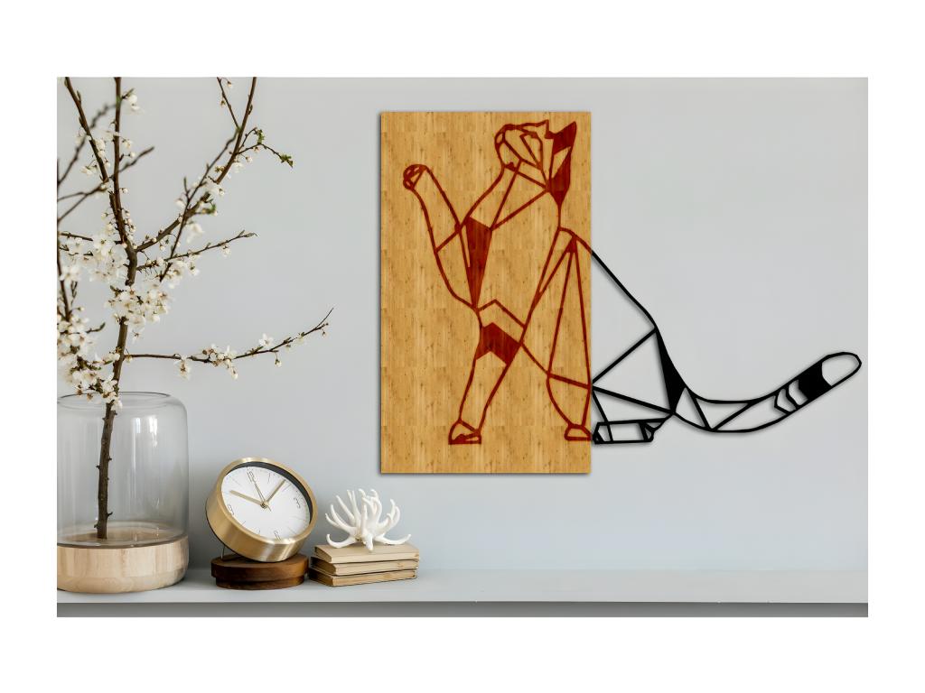 Decoración de Metal y Madera Gatos 11, Madera, 64x1,8x50 cm, Hogarlujo