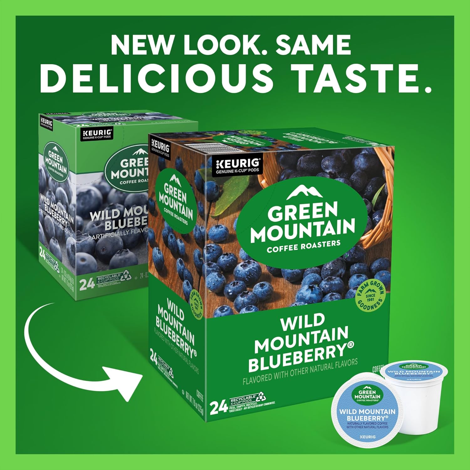 Green Mountain Coffee Roasters Wild Mountain Blueberry Keurig Single-Serve K-Cup pods. Light Roast Coffee. 96 Count