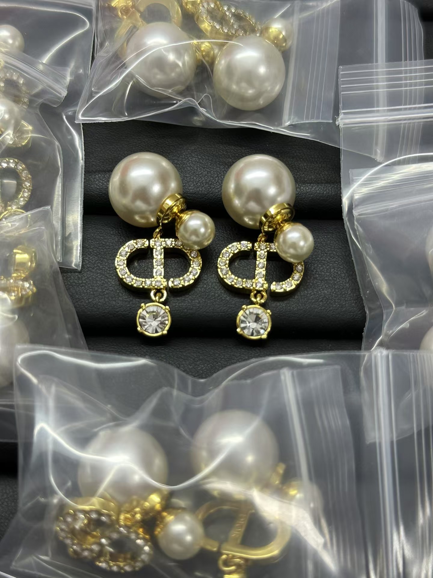Dior Diamond CD Drop Pearl Earrings - Original Replica Club