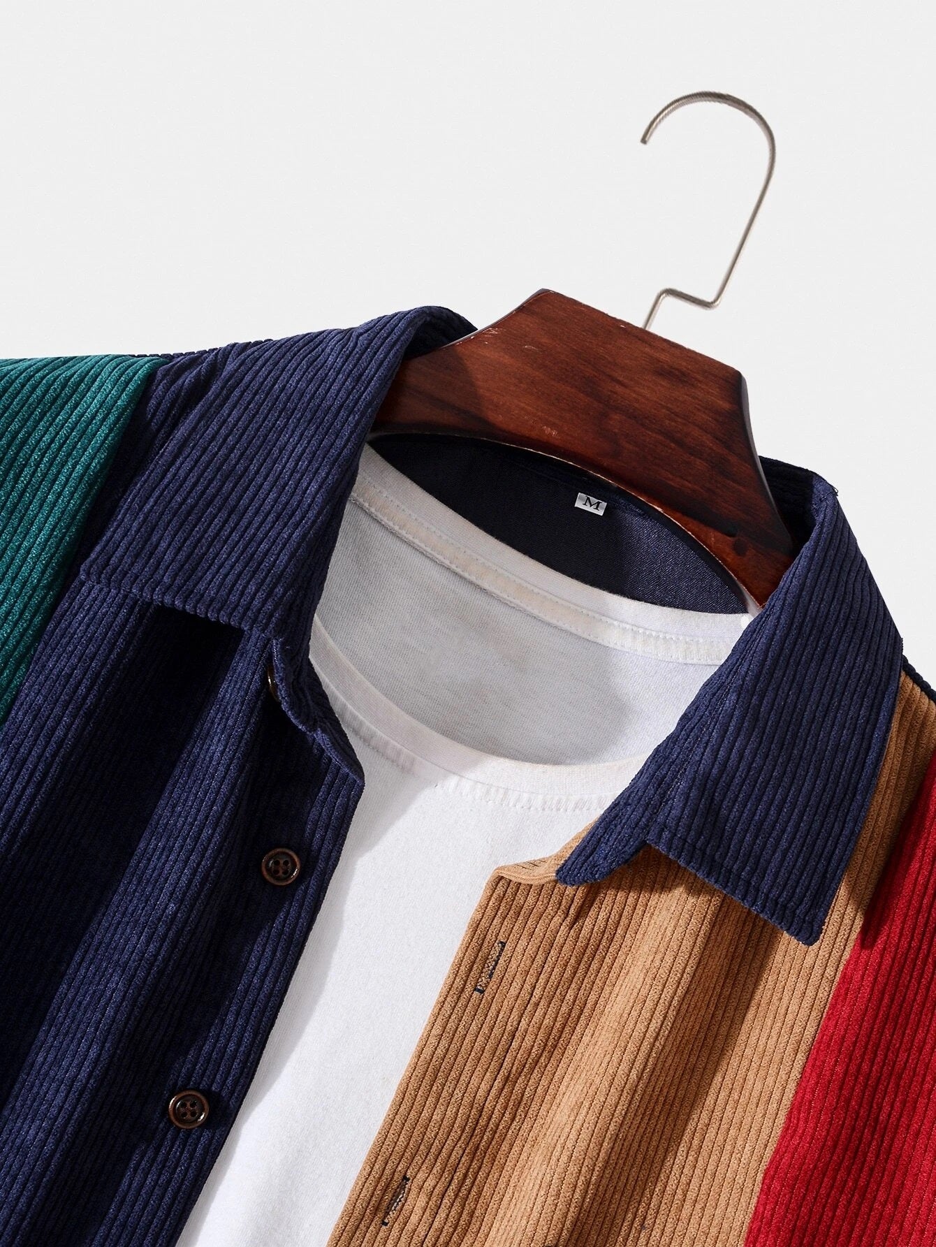 Corduroy Color Block Patchwork Shirt