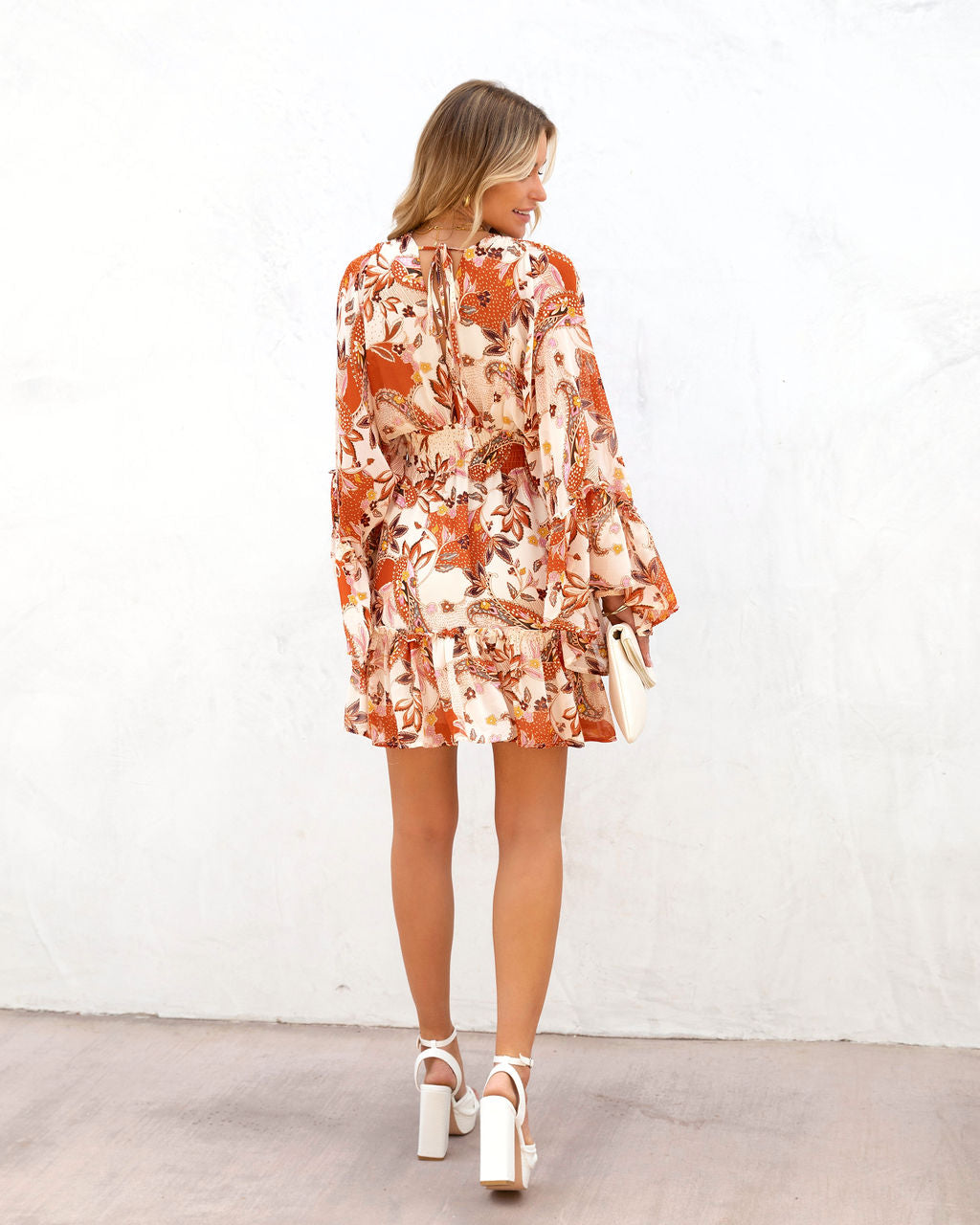 Upon The Harvest Floral Bell Sleeve Mini Dress - SALE - Se7enfashion