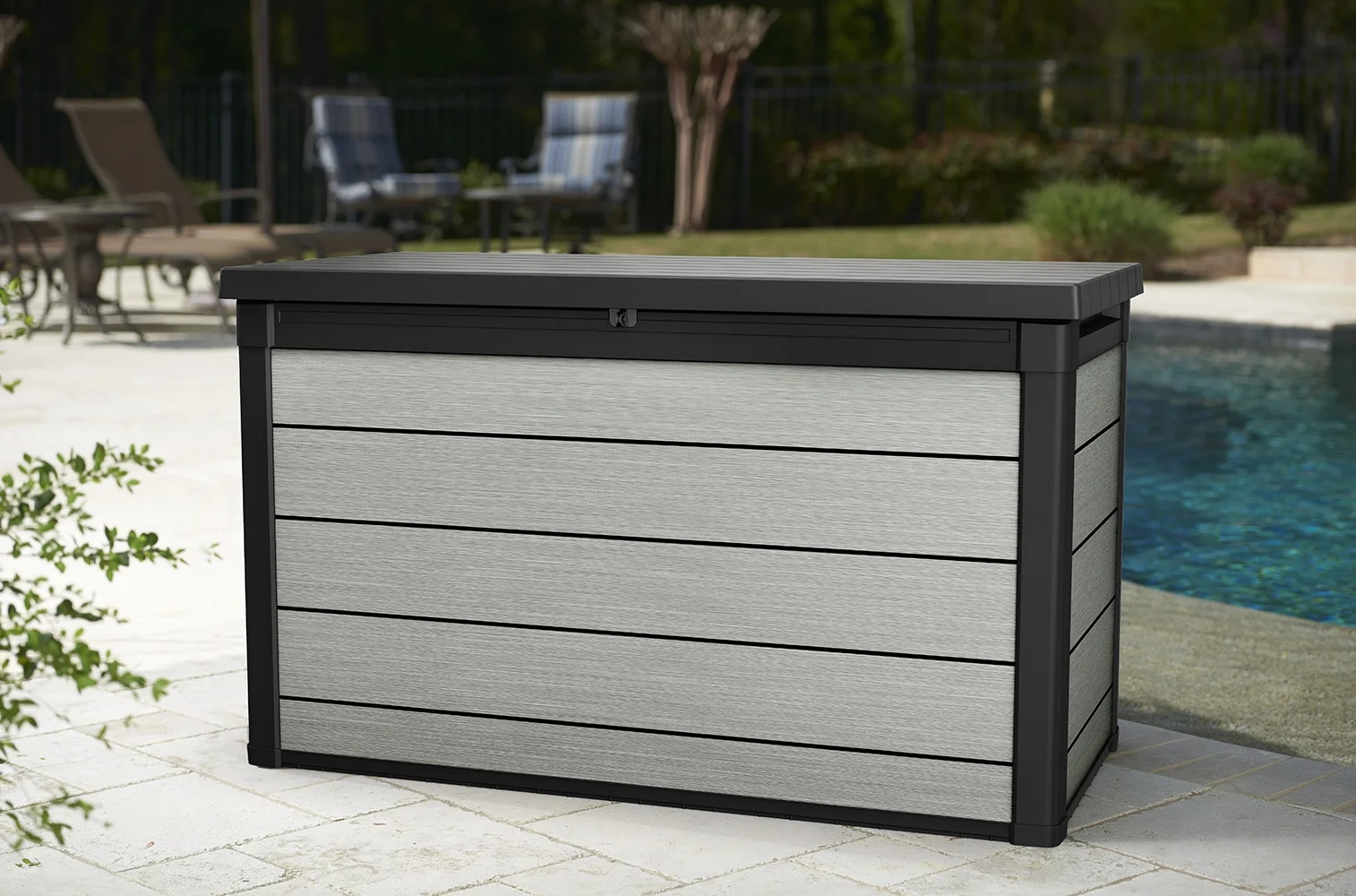 Keter Denali Grey 200 Gallon Durable Resin Outdoor Storage Deck Box Ideal Store Garden Tools and Pool Toys, Grey - Image 4