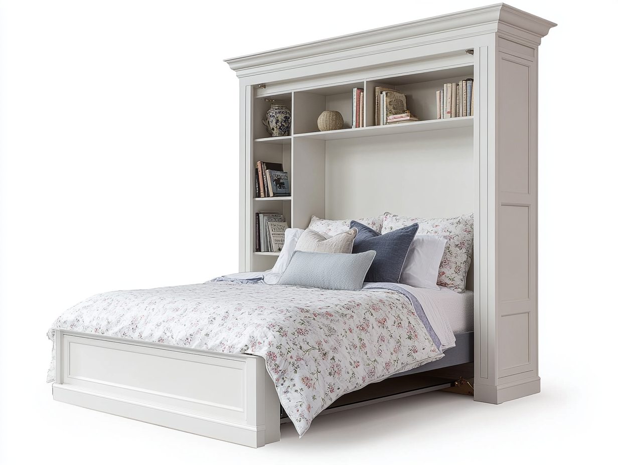Cama abatible con estantería integrada para dormitorio clásico