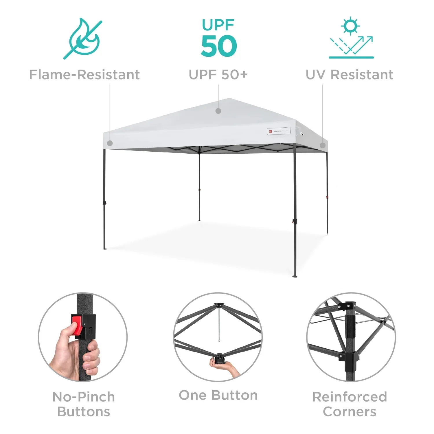 Best Choice Products 12x12ft Easy Setup Pop Up Canopy w/ 1-Button Setup, Wheeled Case, 4 Weight Bags - Navy Blue - Image 41