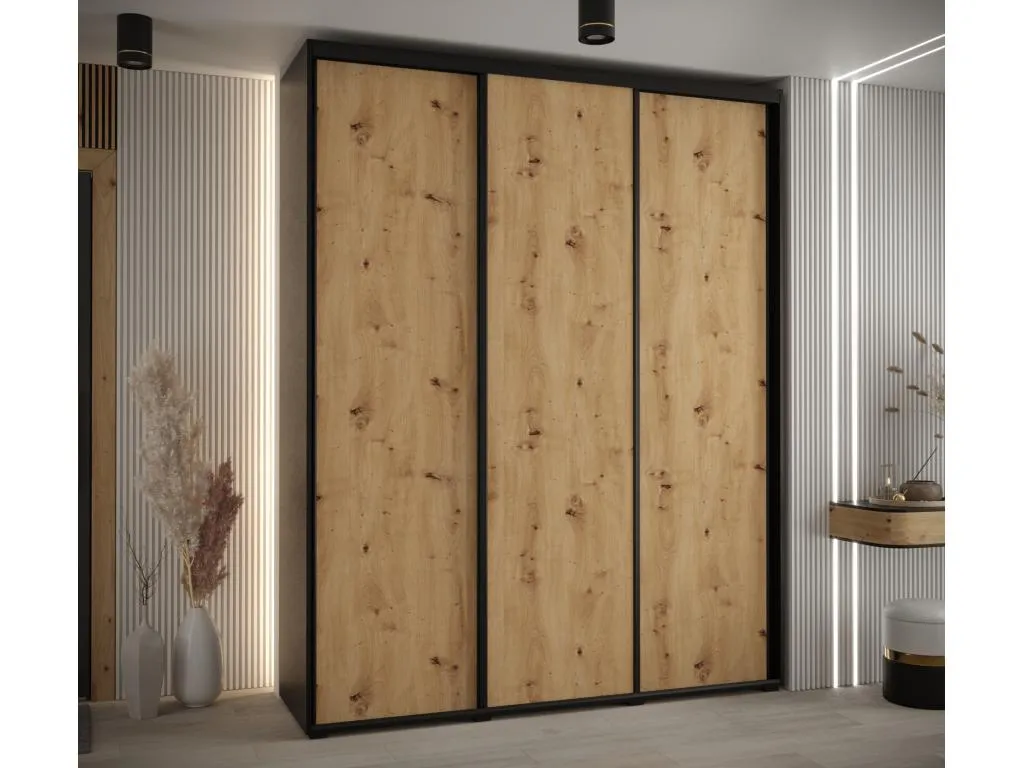 ARMARIO Banakdecoracion 1 DE PUERTAS CORREDERAS 235.2/200/60 3 puertas (Negro/Artisan/Negro) PHXO66069