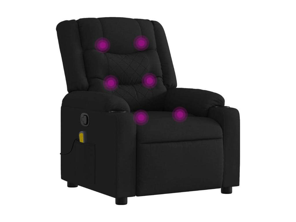 Sillón reclinable de masaje de tela negro