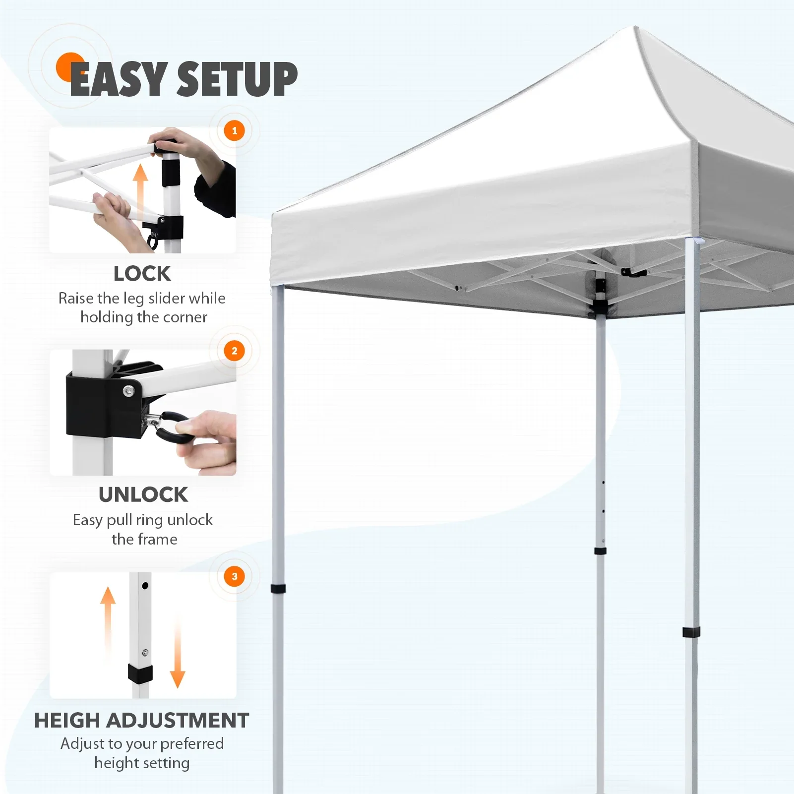 EAGLE PEAK 5x5 Pop up Canopy Tent Instant Outdoor Canopy Easy Set - up Straight Leg Folding Shelter（blue）