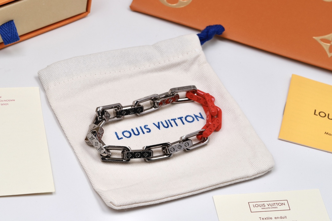 Louis Vuitton Orange Silver Monogram Bracelet - Original Replica Club