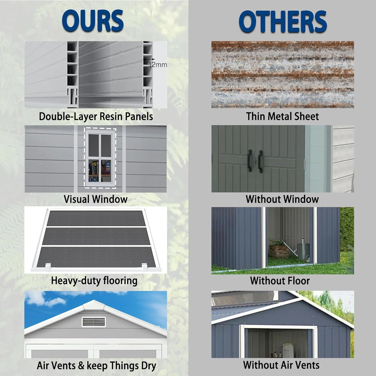 9 x 5.8 FT Outdoor Storage Shed, Linor Resin Shed with Floor, Window, and Vents, Weather-Resistant Garden Shed for Garden Tool Outside Sheds, Bike Shed, Backyard Shed - Image 5