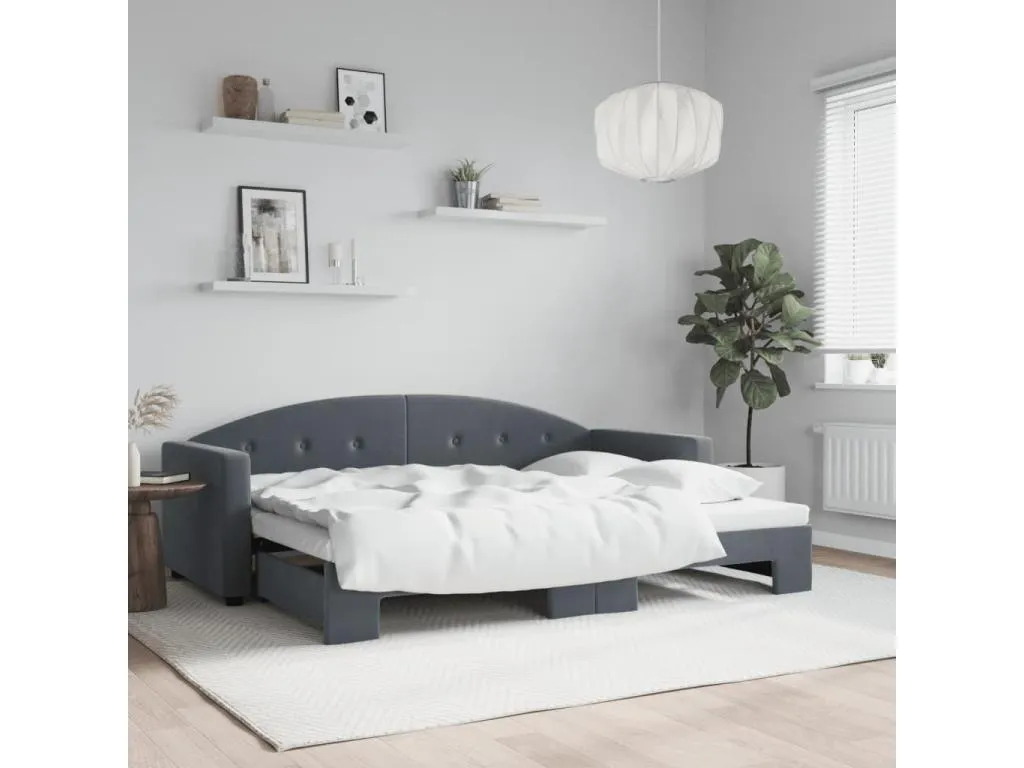 Sofá cama Hogarve terciopelo gris oscuro 80x200 cm 00161zfan