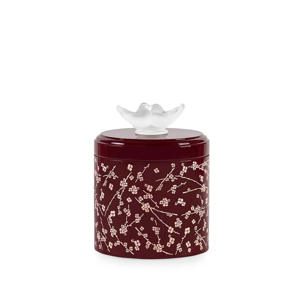 BOÎTE FLEURS DE CERISIER GRAND MODÈLE - CRISTAL INCOLORE, BOIS LAQUÉ ROSE ET BORDEAUX