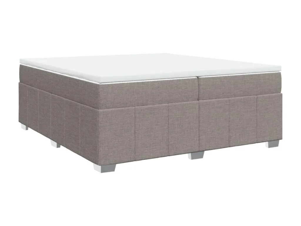 Cama box spring con colchón tela gris taupe 200x200 cm ufb3519034