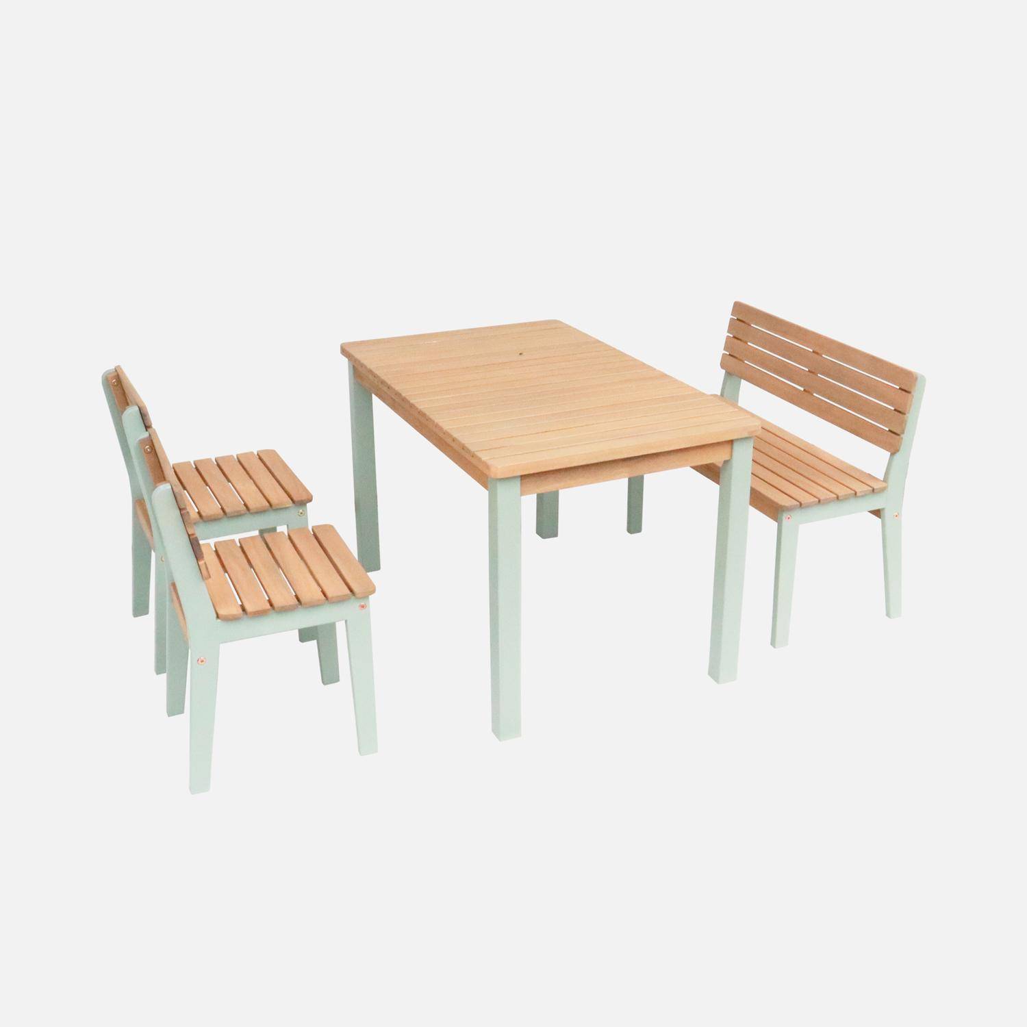 Caroline - Mesa de jardín infantil de madera de acacia con 4 sillas