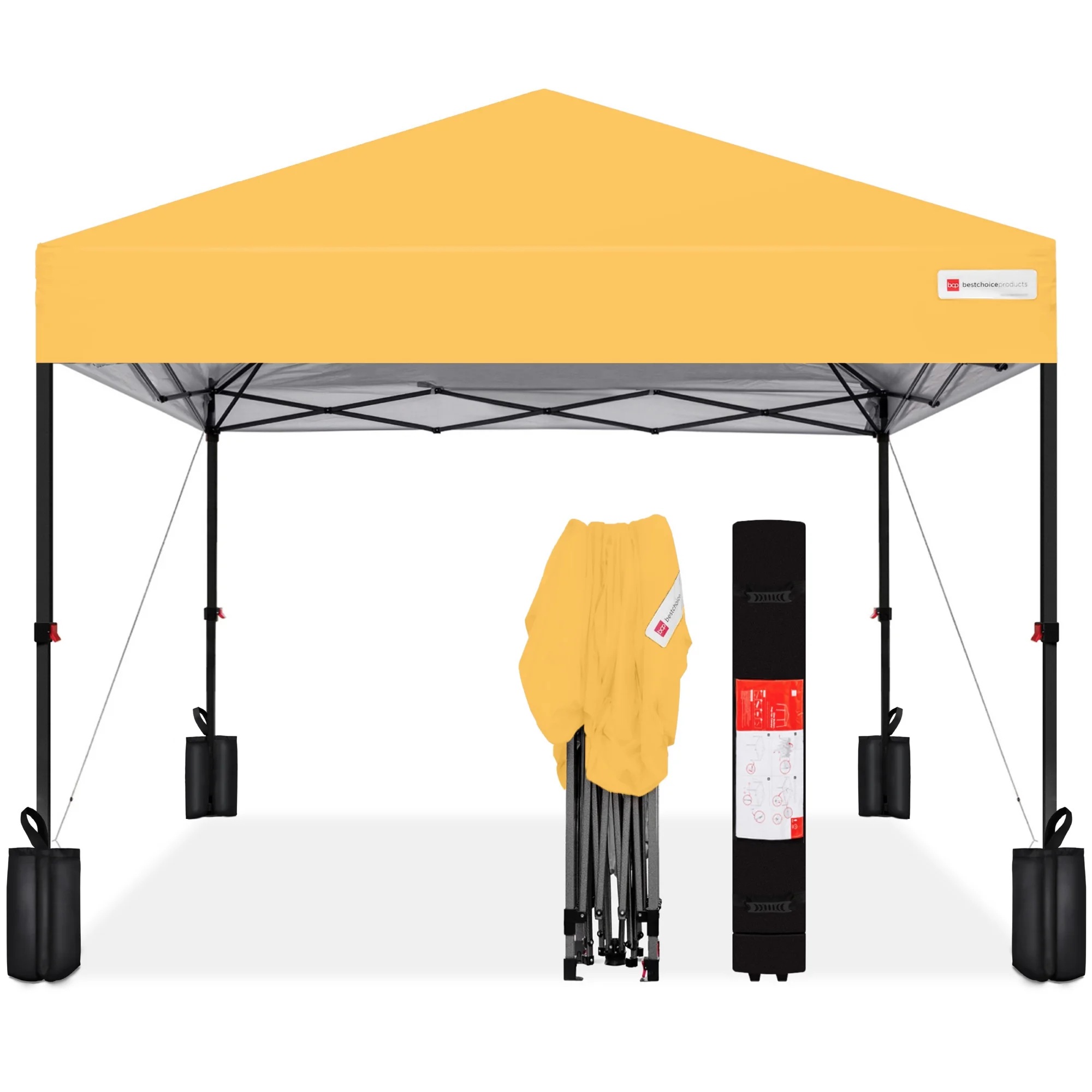 Best Choice Products 10x10ft Easy Setup Pop Up Canopy w/ 1-Button Setup, Wheeled Case, 4 Weight Bags - White - Image 65