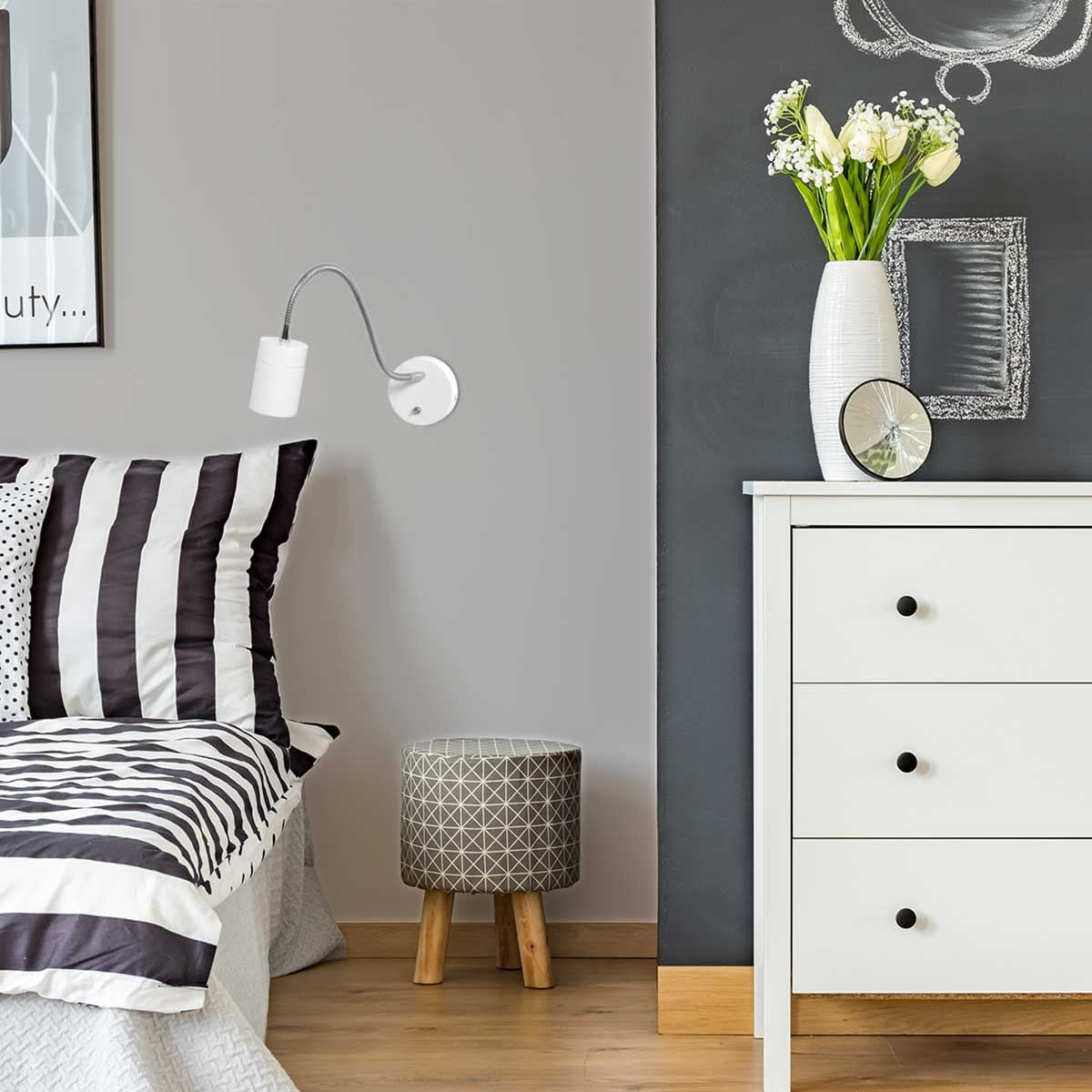 Mexlite - wandlamp - Upround - wit - metaal staal - bedlampje - GU10