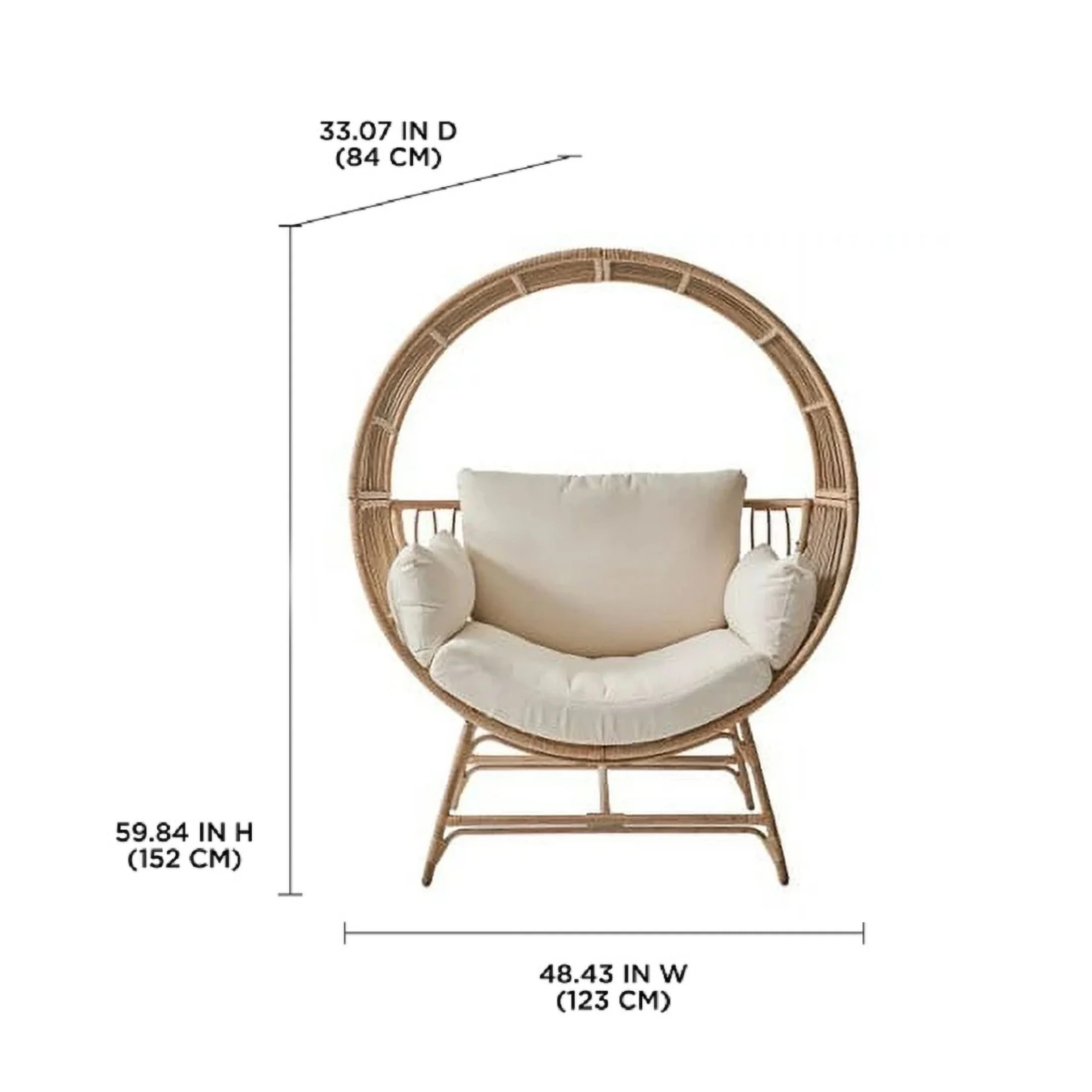 Better Homes & Gardens Bellamy Round Wicker Outdoor Lounge Chair, Beige - Image 4