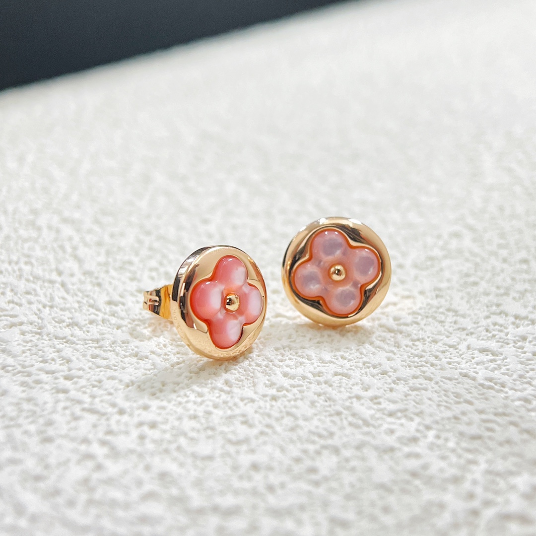 Louis Vuitton Pink Mother of Pearl Stud Earrings - Original Replica Club