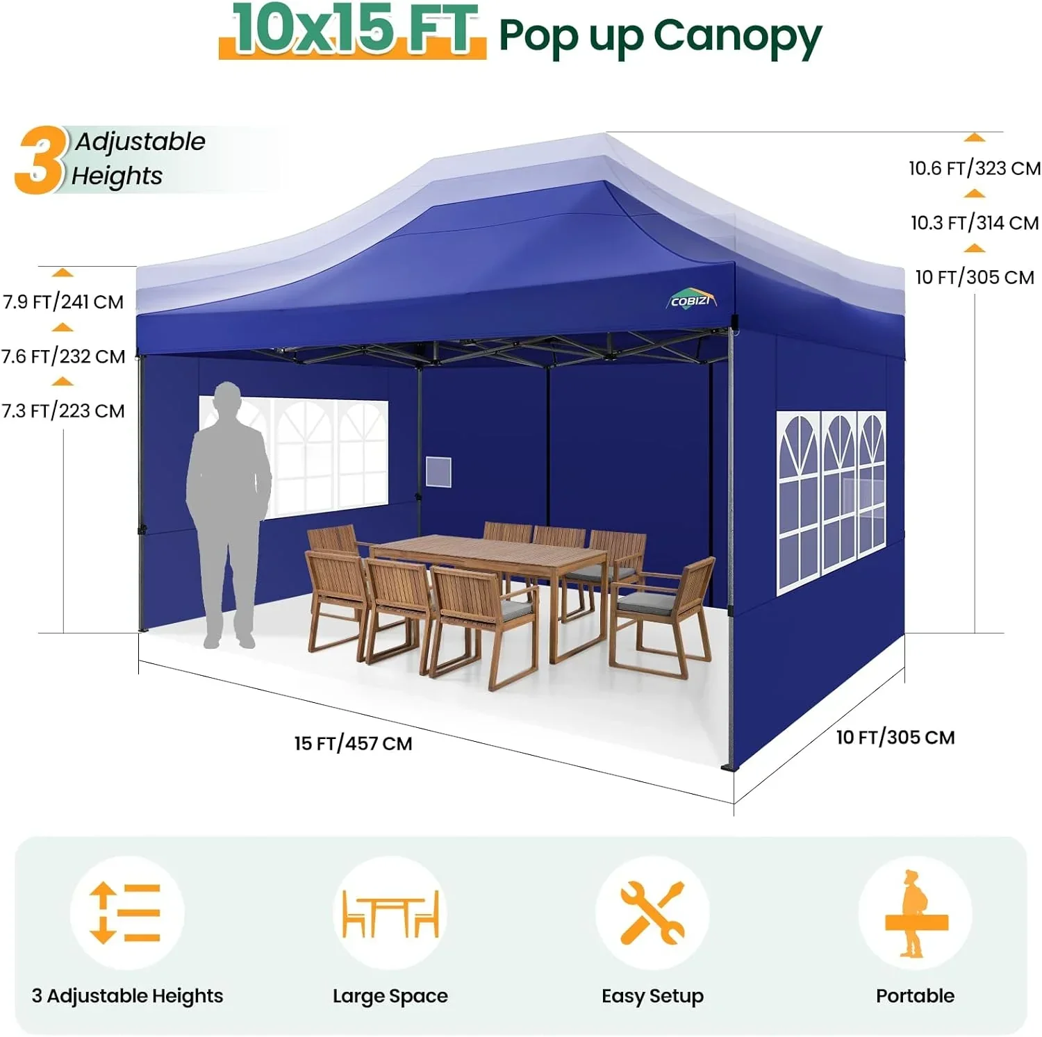 COBIZI 10x20 Heavy Duty Pop up Canopy Tent 6 sidewalls Commercial Canopy Wedding Party Tents