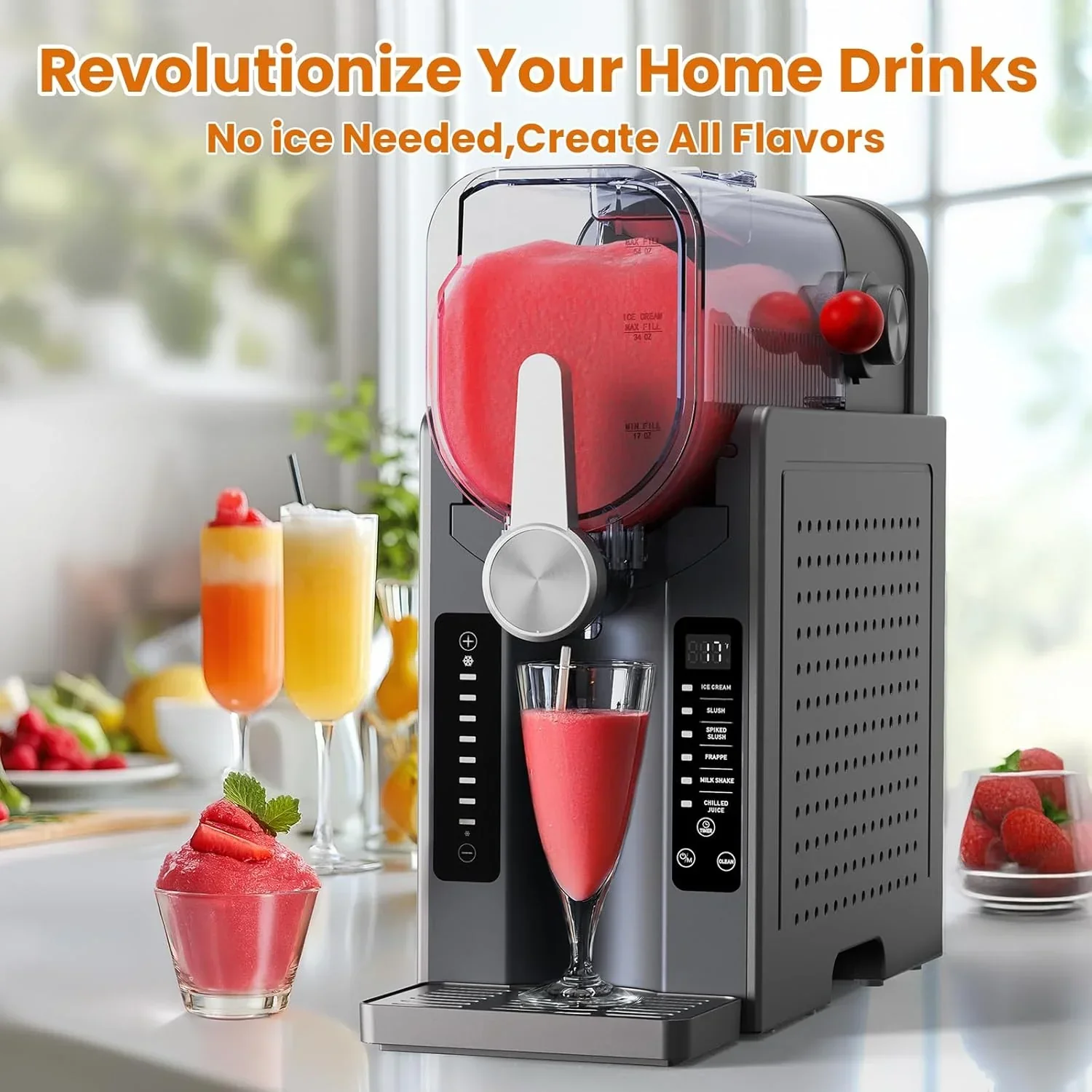 Slushie Machine Professional Frozen Drink Maker No Ice Needed Slushie Machine with LED Display