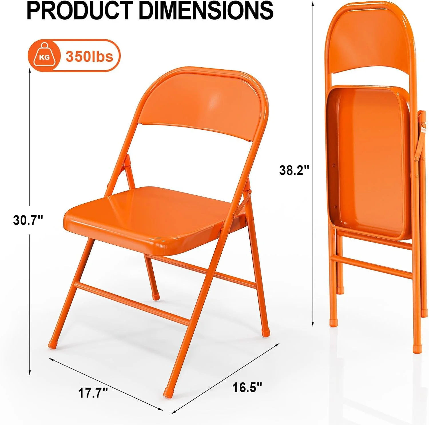 VINGLI Folding Chairs All Steel Metal Frame, Capacity 350 lbs, Durable Portable and Versatile for Indoor Outdoor Use, Black, Set of 8 - Image 31
