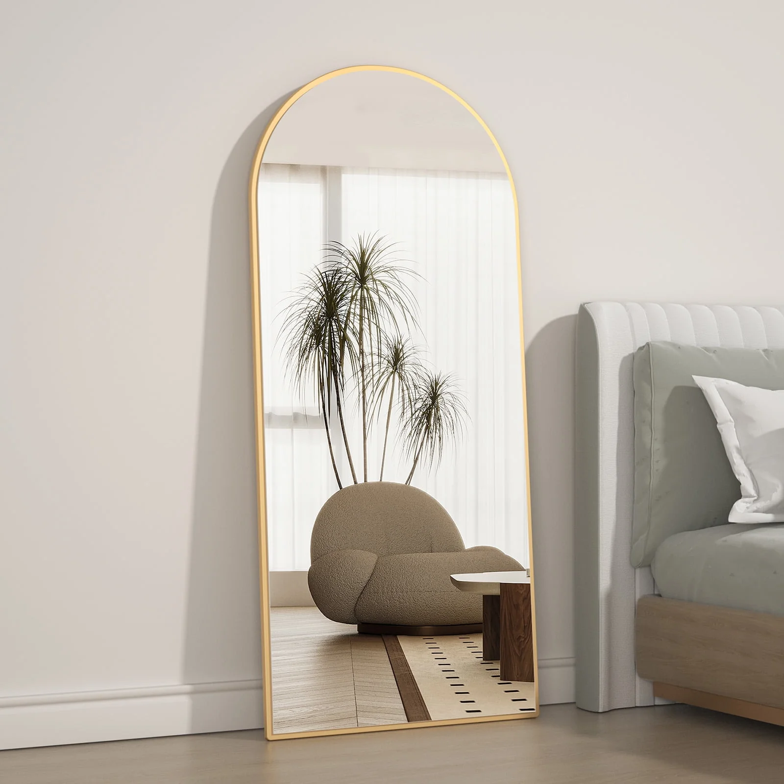 RACHMADES 65"x24" Arch Mirror Full Length Full Body Mirror Arched Floor Mirror with Stand Tall Mirror Long Gold Mirror FULL Length - Image 6
