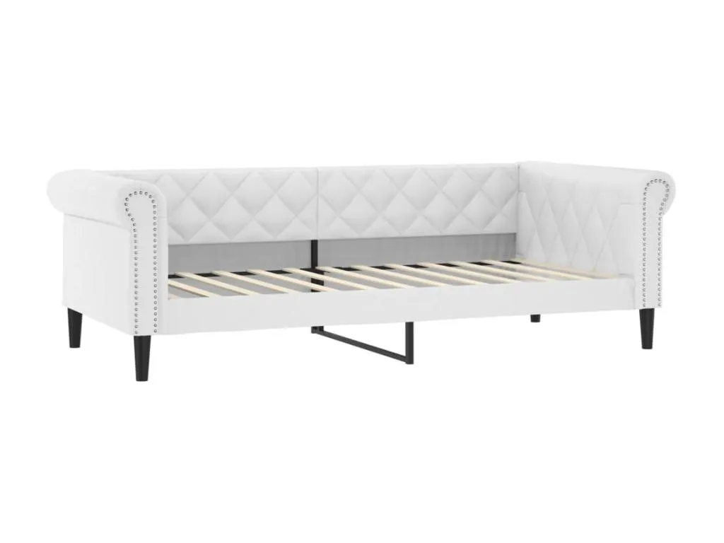 Sofá cama blanco 90x200 cm ecopiel WAWM77546