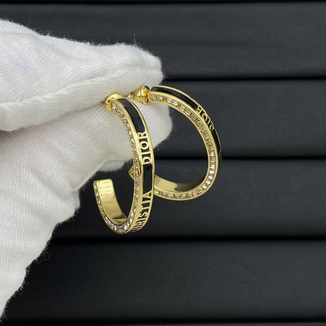 Dior Hoop Enamel Earrings - Original Replica Club
