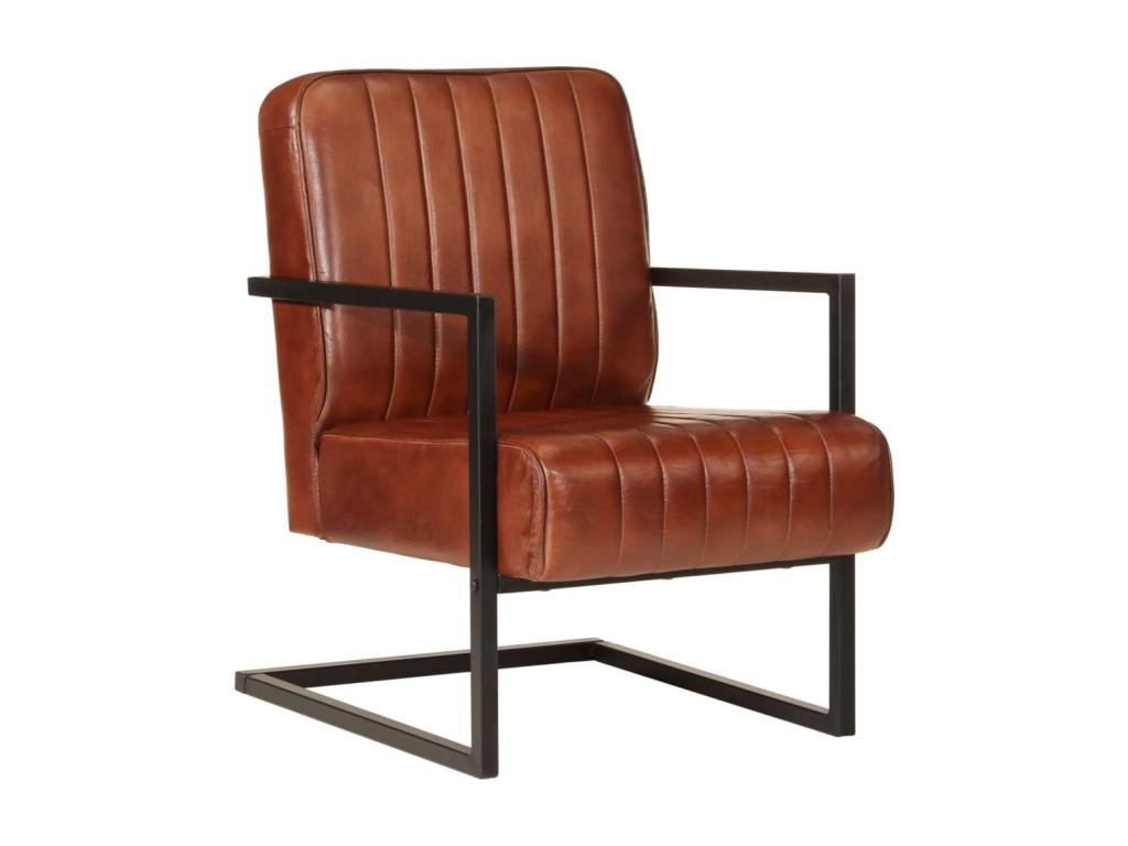 Sillón de cuero auténtico marrón