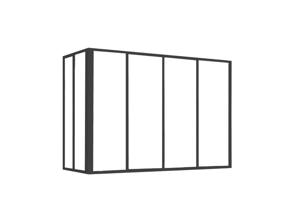 Cristalera esquinera atelier de aluminio termolacado - Ancho 120 x Ancho 60 x Alt. 105 - Negro - BAYVIEW