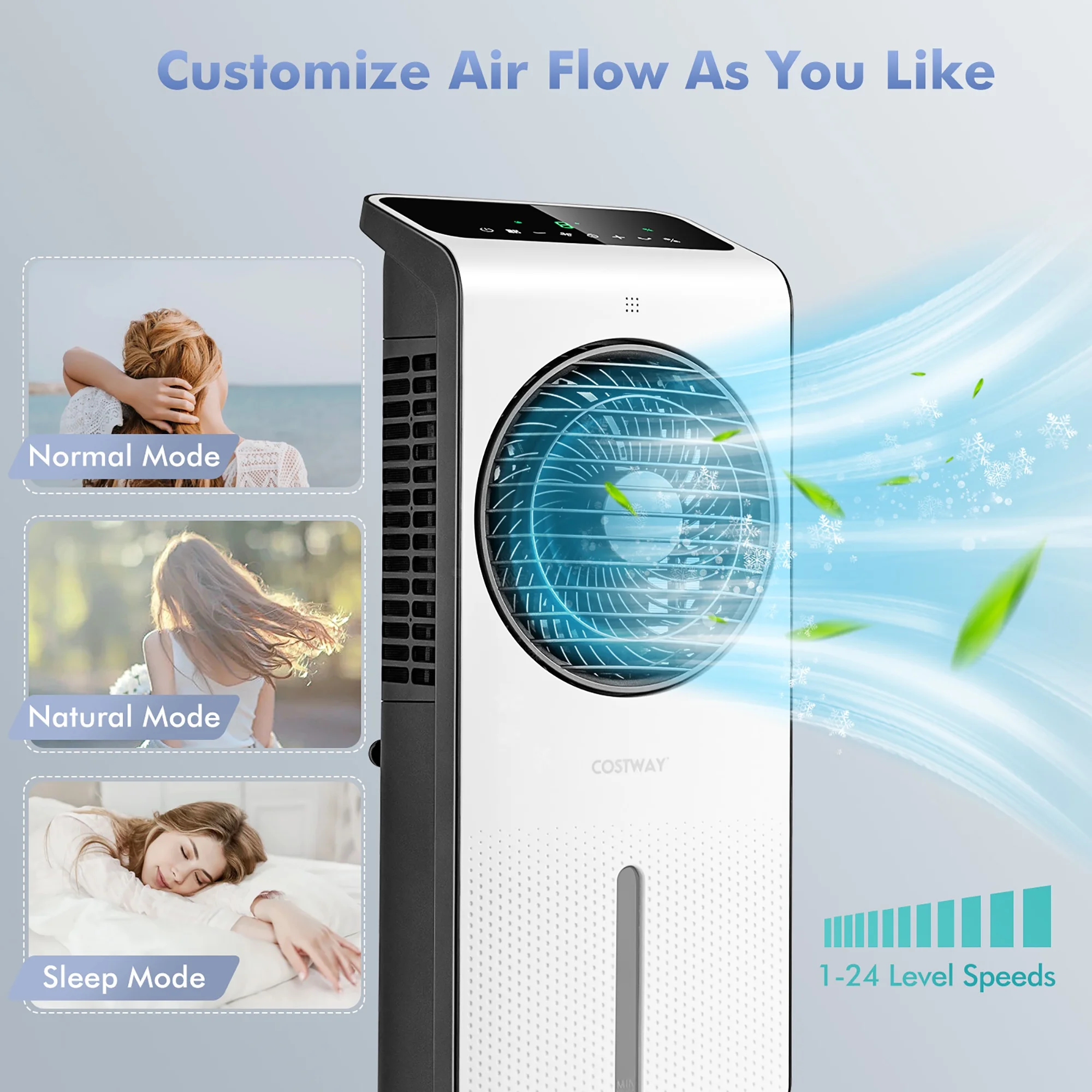 Costway Evaporative Air Cooler 3-in-1 Portable Swamp Cooling Fan w/ 12H Timer Remote - Image 2