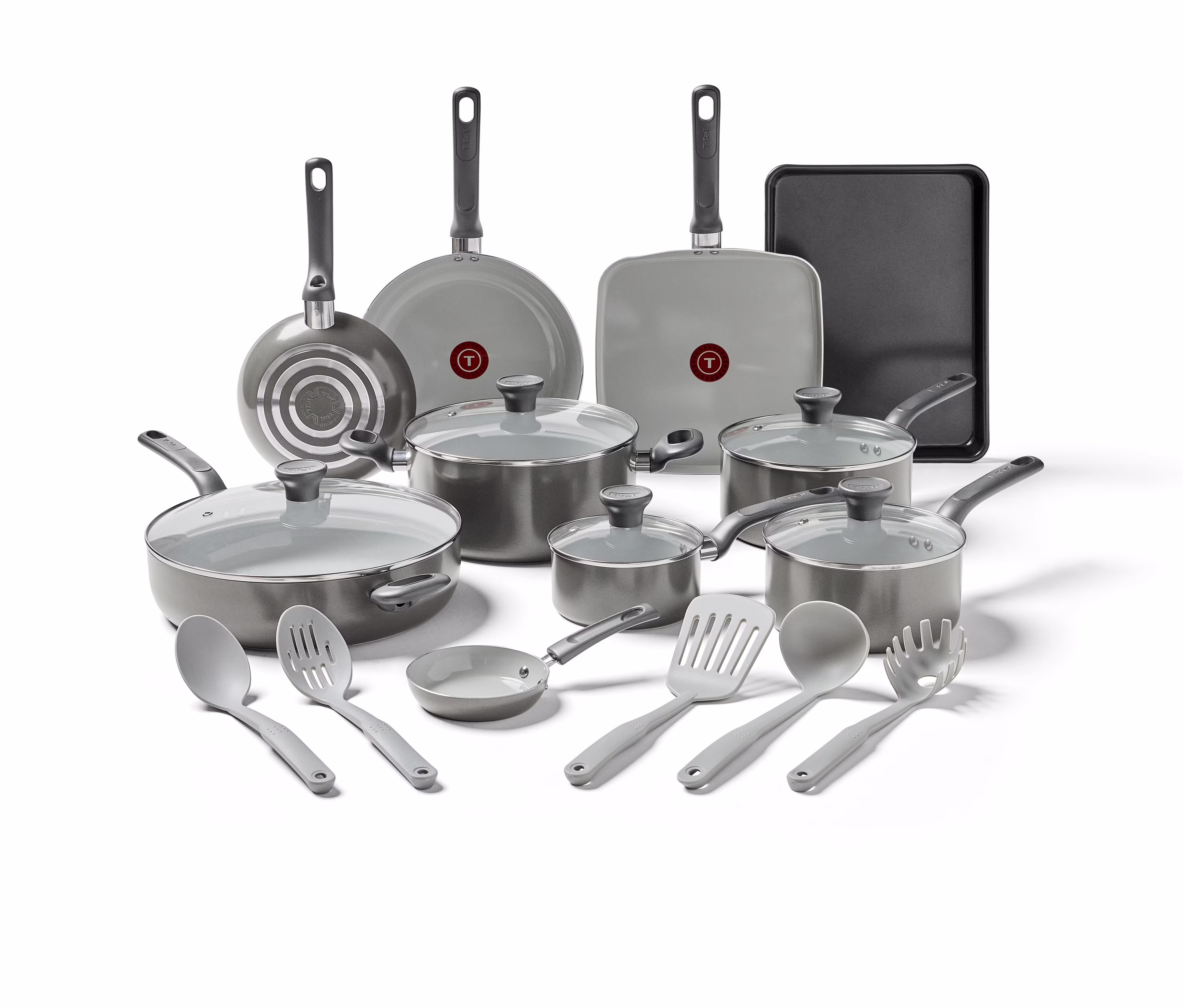 T-fal Easy Care Ceramic, 20 Piece Pots and Pans Cookware Set, Electric Blue - Image 3