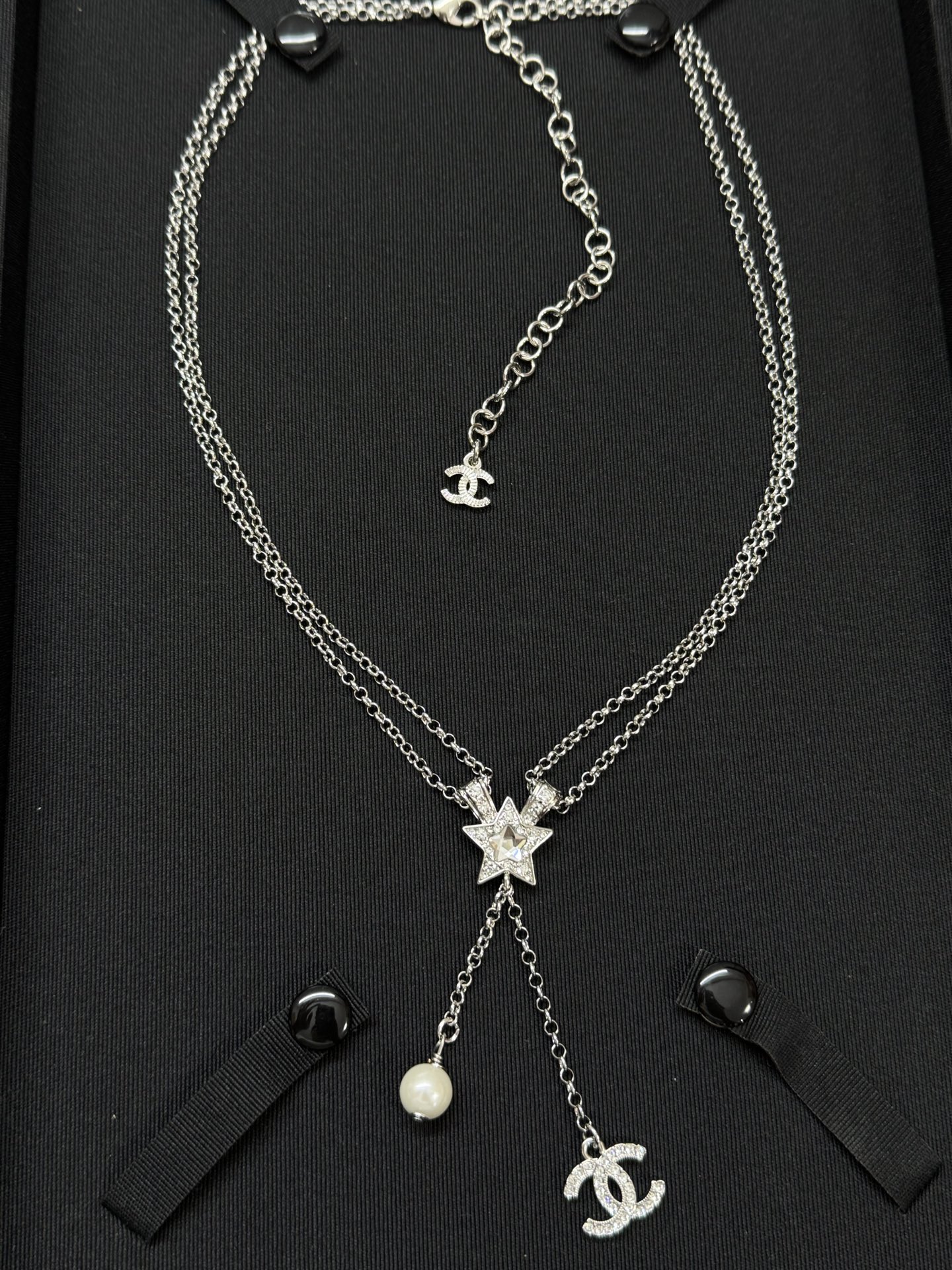 Chanel Two Layered Star with CC and Pearl Tassel Necklace - Original Replica Club