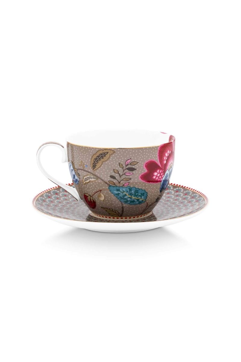 Cup and Saucer Blooming Tales Fantasy Khaki 300ml
