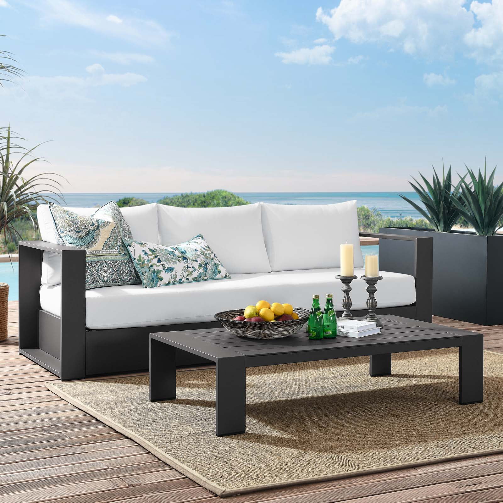 Lounge Sofa Table Set, Grey Gray, Aluminum, Metal, Fabric, Modern Contemporary, Outdoor Patio Balcony Cafe Bistro Garden Furniture Hotel Hospitality - Image 25