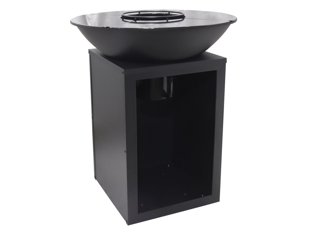 Barbacoa plancha brasero a carbón y madera con compartimento 80 x 80 x 96 negro - IGNOS