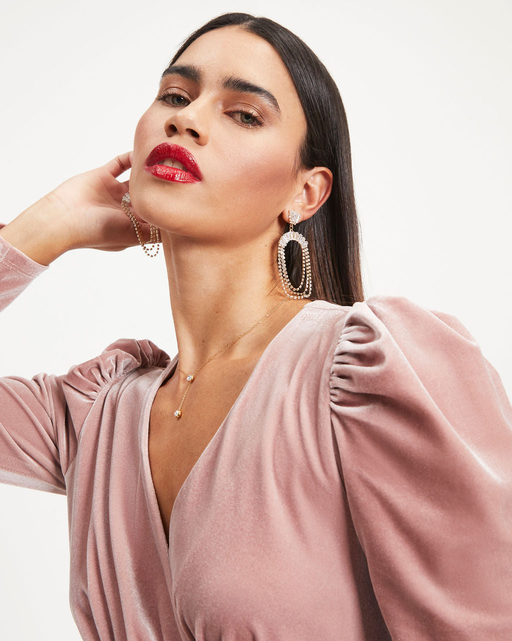 Cosmo Please Velvet Wrap Mini Dress - Dusty Pink - Se7enfashion