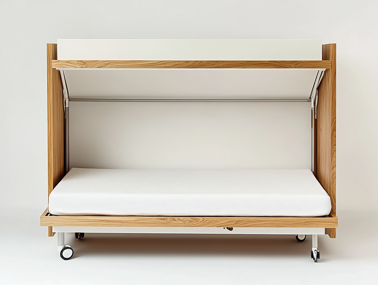 Cama abatible portátil con ruedas para espacios pequeños