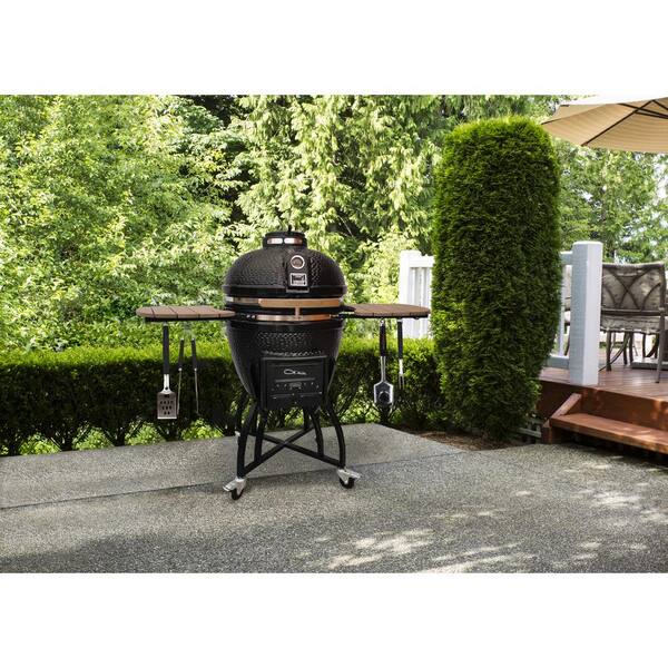 22 in. Kamado S-Series Ceramic Charcoal Grill in Black with Cover, Cart, Side Shelves, Two Cooking Grates and Ash Drawer - Image 12