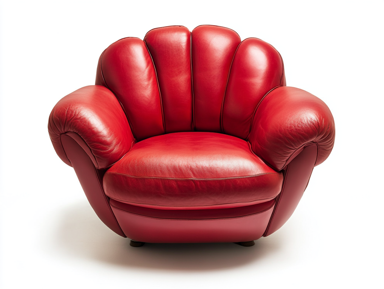 Sillón individual forma original rojo piel sintética sala estar 105 cm