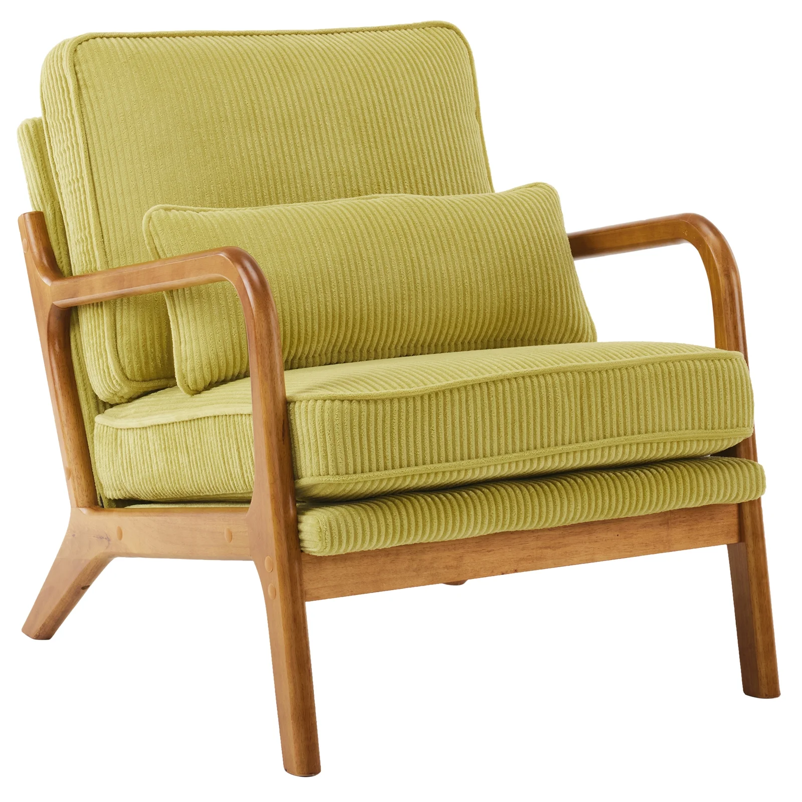 Ktaxon Accent Chair Corduroy Upholstered Armchair, Reading Club Chair with Pillow and Solid Wood Frame for Living Room Bedroom Furniture Off White - Image 132