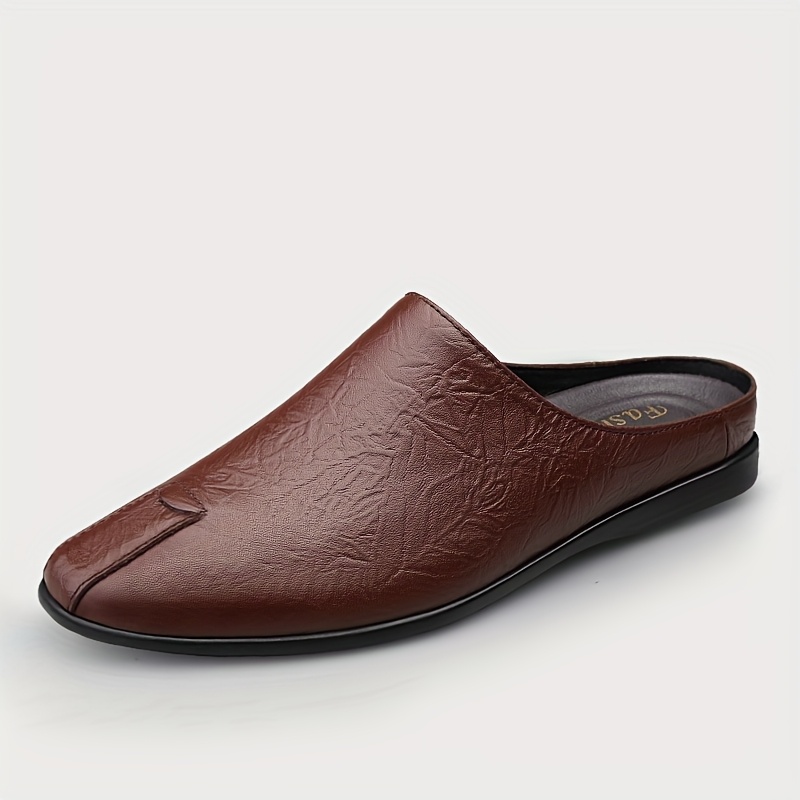 Men'S Leather Slip-On Slippers Fashion