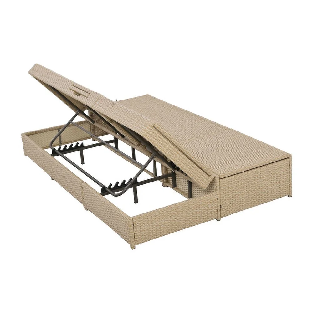 Harper & Bright Designs Rattan Outdoor Double Lounge Chaise 2-Person PE Wicker Outdoor Patio Sunbed with Canopy Cover for Backyard Garden Balcony, Beige+Black - Image 52